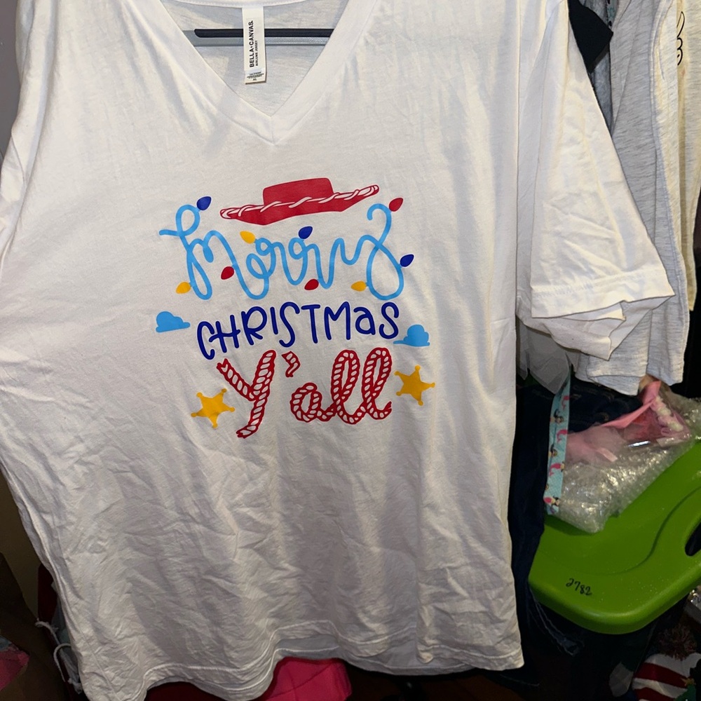 Bella Canvas Adult Disney “Toy Story” themed White Christmas T-Shirt
